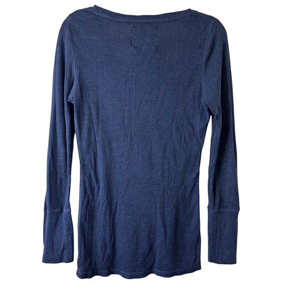 Lg Y2K VTG American Eagle Navy Ribbed Long Sleeve Tee Campus Elena Gilbert 2000s - Picture 4 of 6